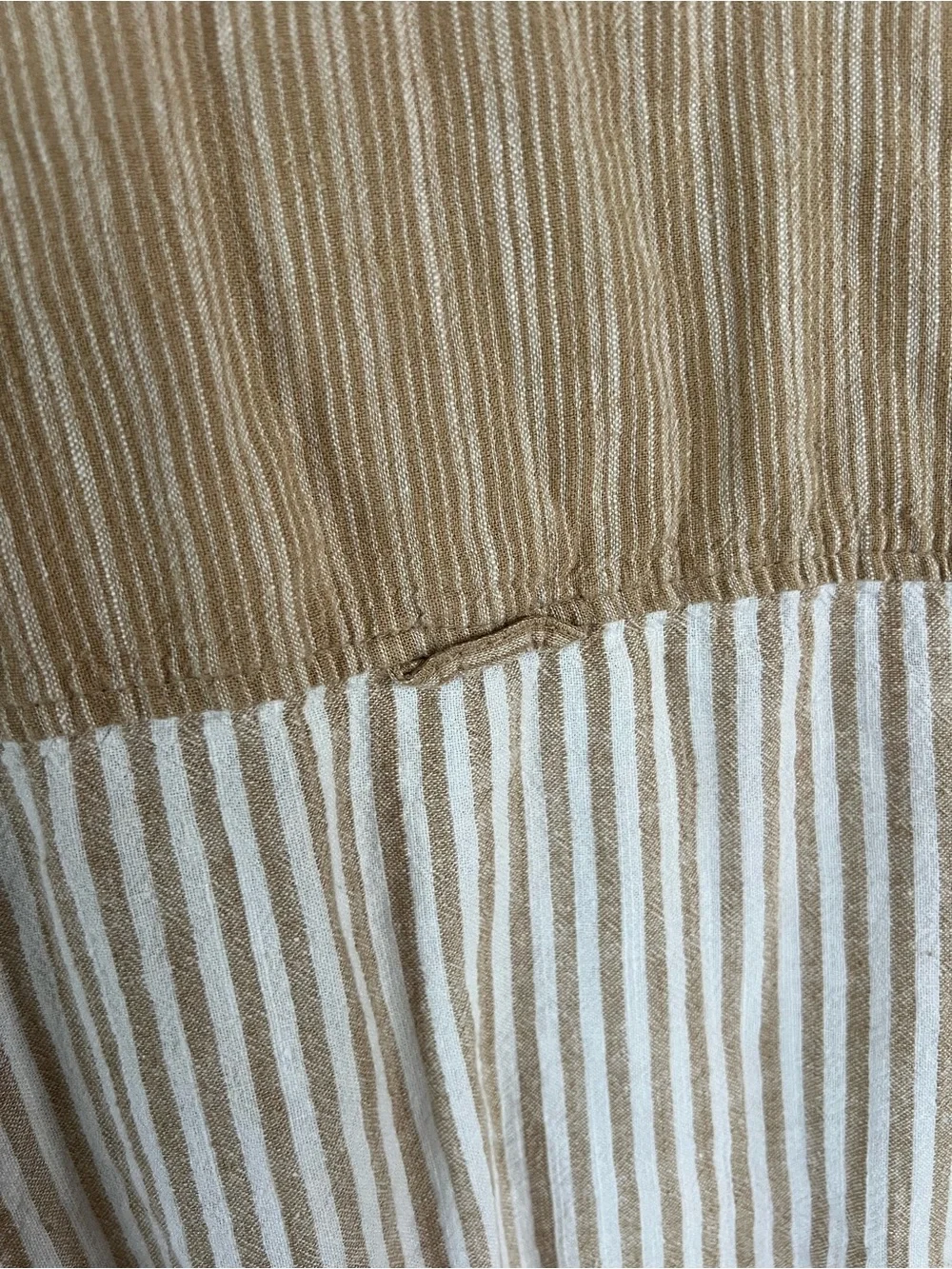 Oversized American Eagle Outfitters Two-Tone Beige Stripe Button-Up Shirt - Picture 8 of 12